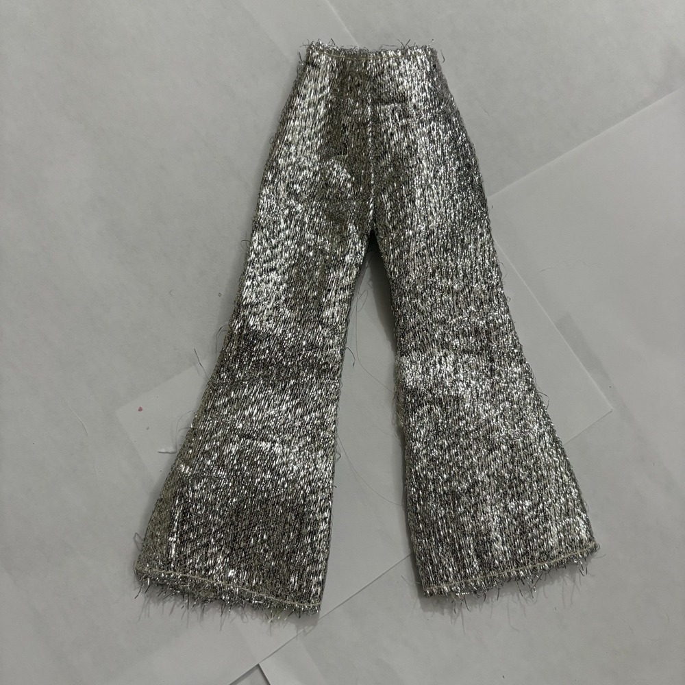 Vintage Barbie Clone Metallic Silver Bell Bottoms